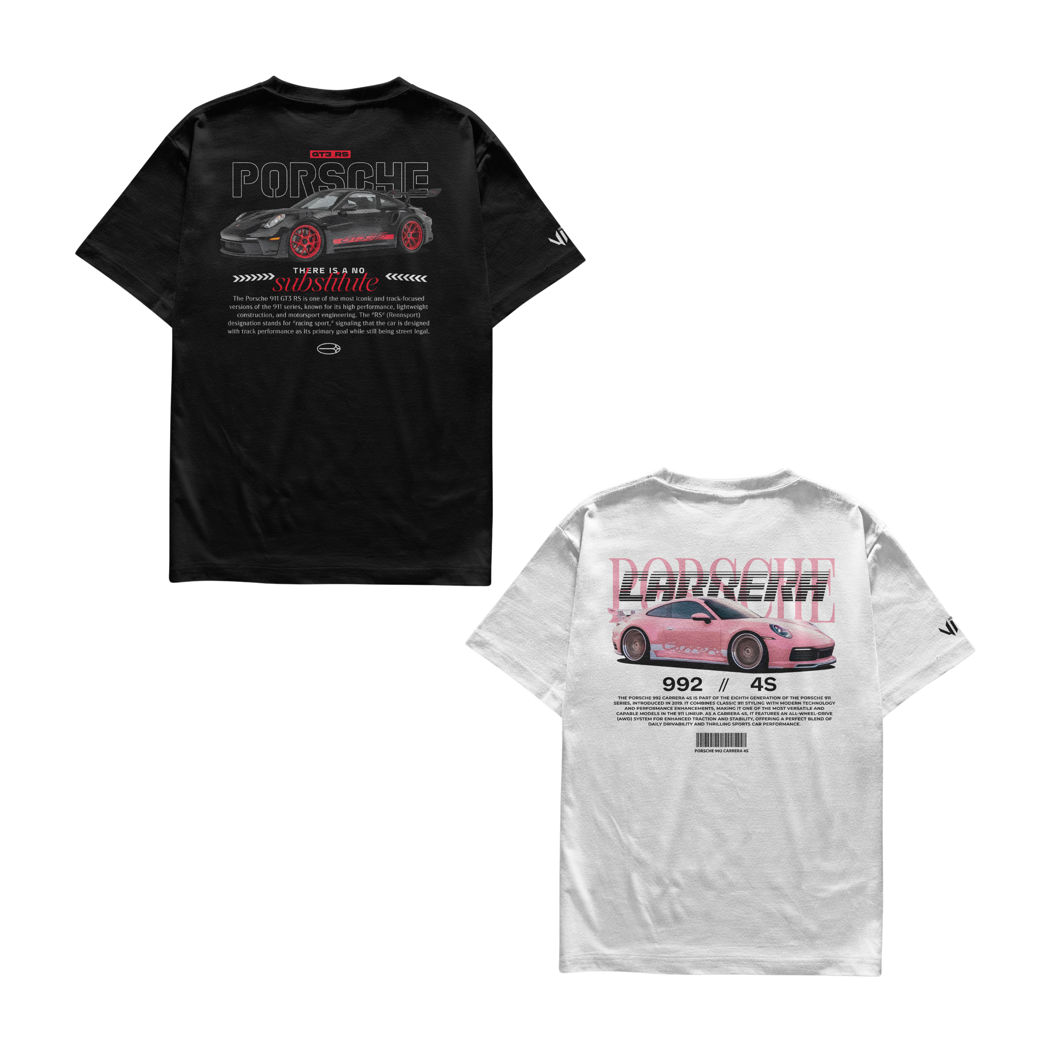 Porsche No Substitute and Porsche Carrera Pink T-shirts