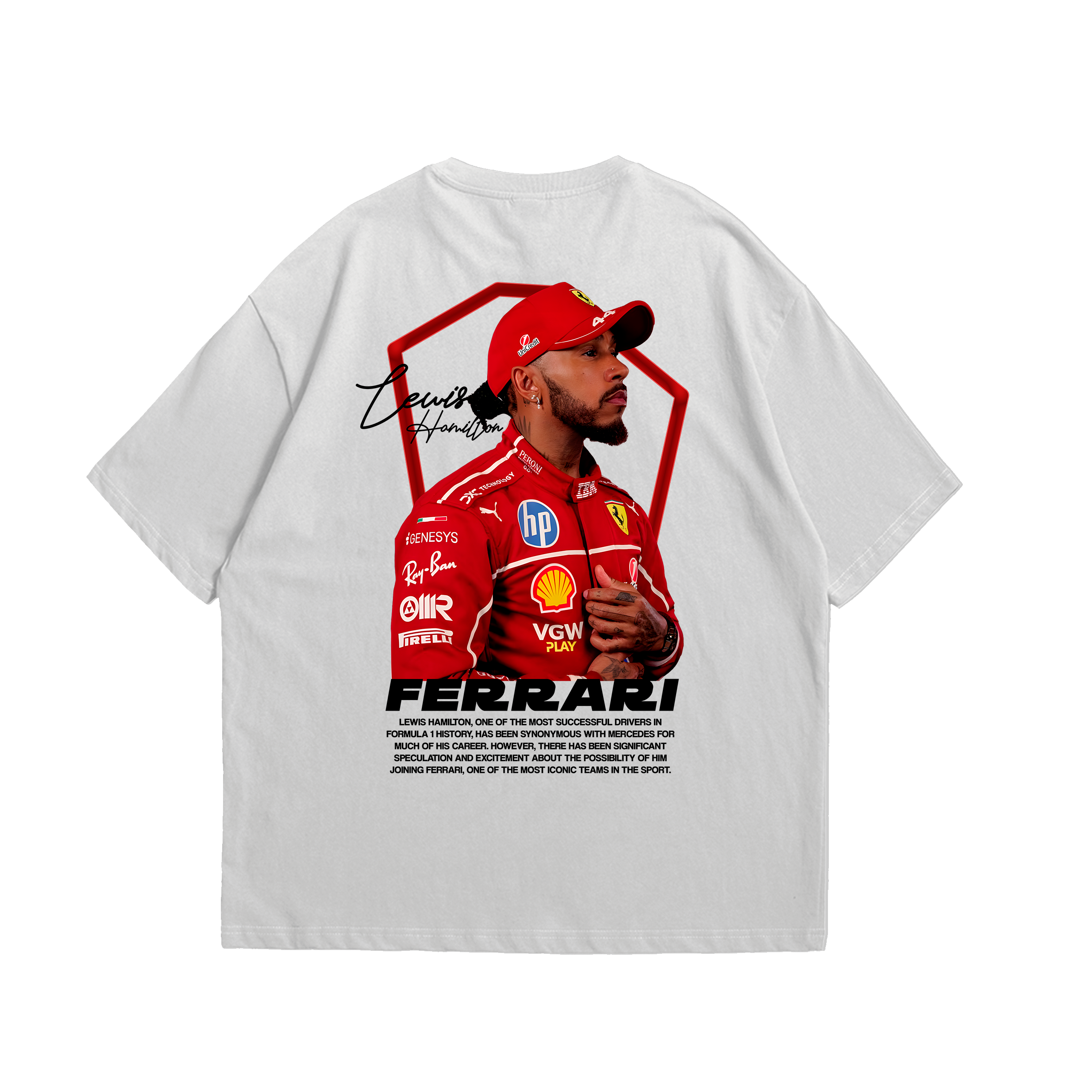 Camiseta Oversized Lewis Hamilton Ferrari