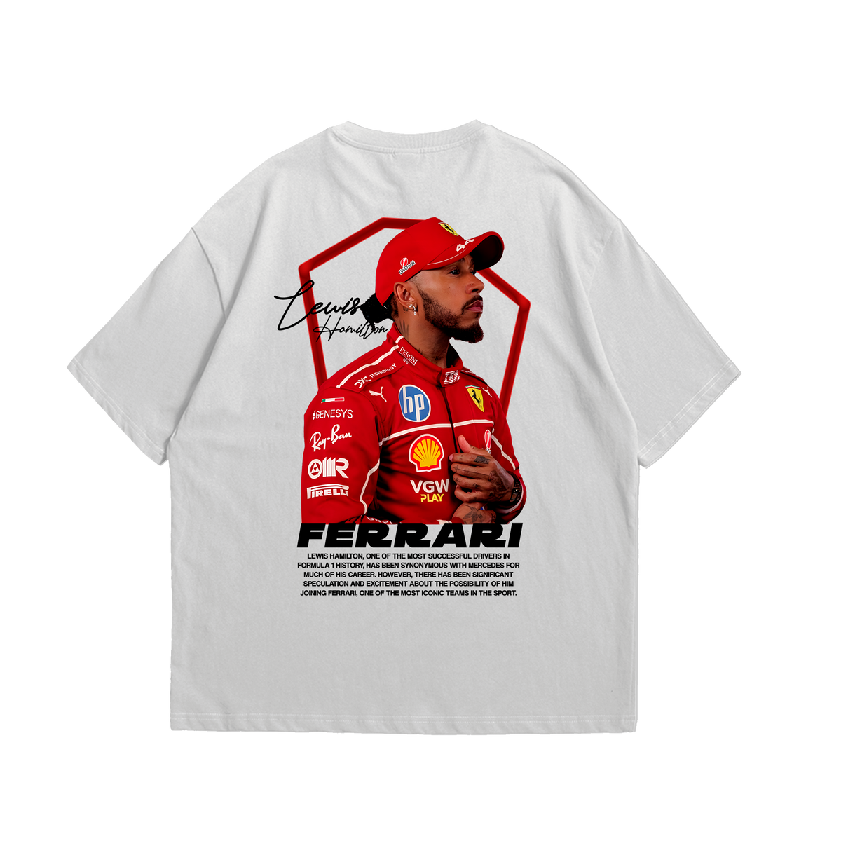 Camiseta Oversized Lewis Hamilton Ferrari