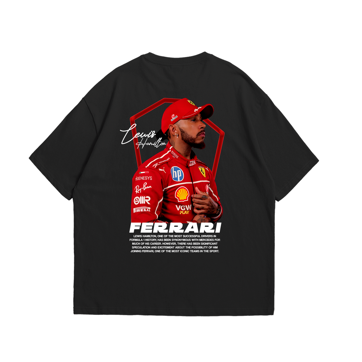 Camiseta Oversized Lewis Hamilton Ferrari
